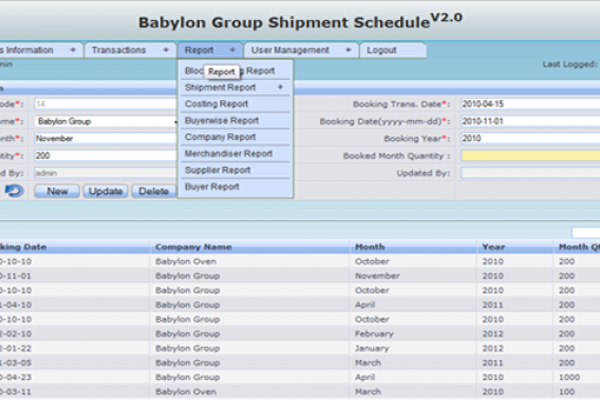 Babylon Group Shipment Schedule
